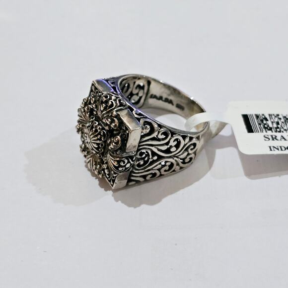 Sarda Bali Sterling Silver 925 Floral Scroll Cross Square Ring Size 10 NWT - Picture 6 of 7